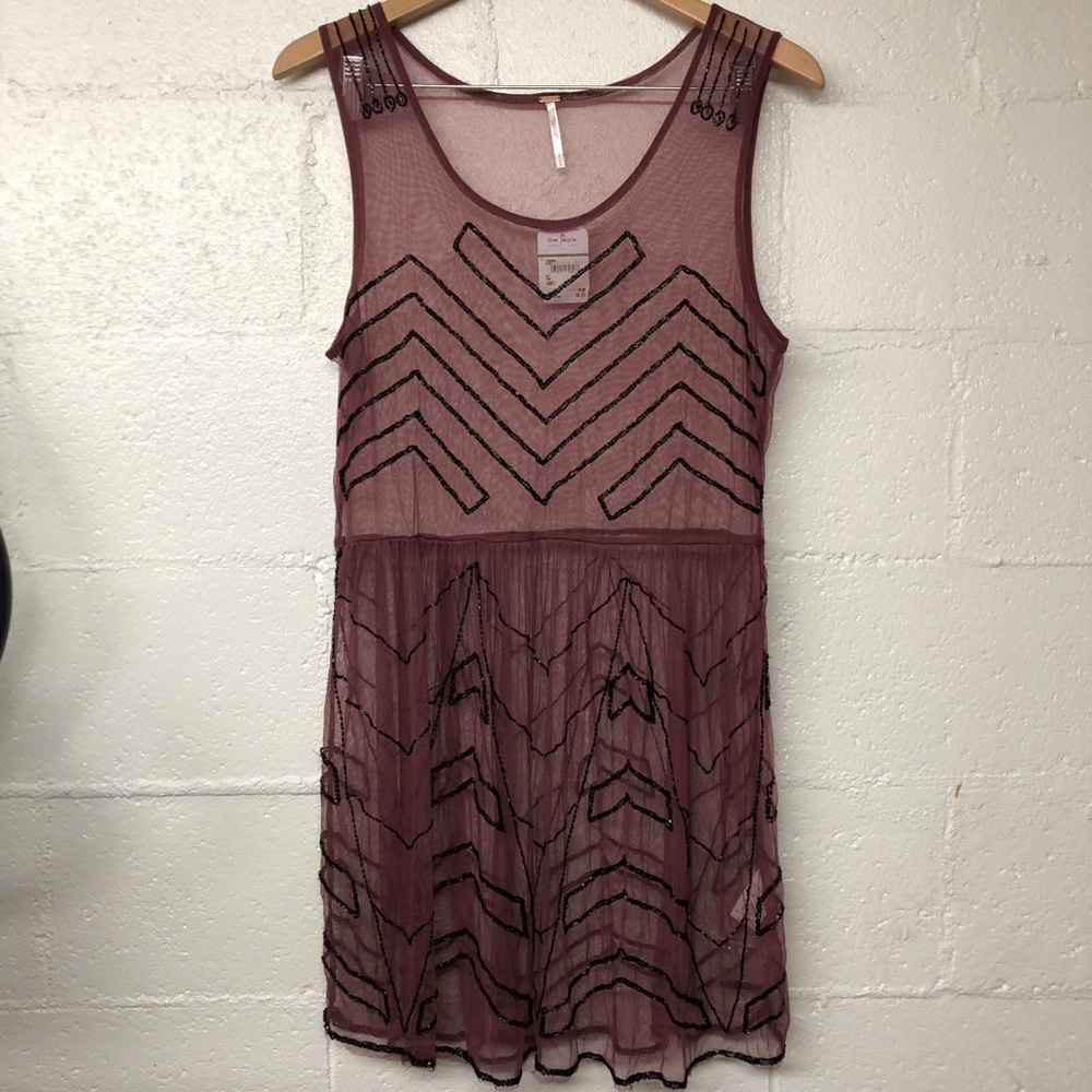FREE PEOPLE | NWT Intimately Sheer Beaded Dress L - Picture 3 of 7
